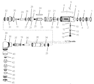 Part Location Diagram of 1024PT Dotco Angle Head Housing