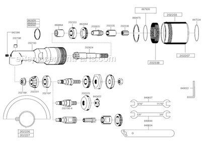 Page A Diagram and Parts List for 116GLSB-135A-D3T4  Dotco Angle Grinder