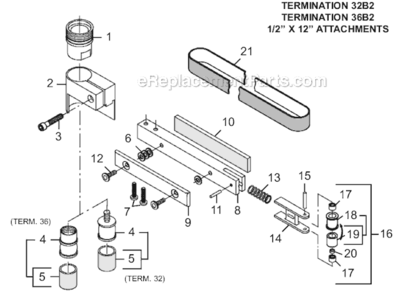 Terminations 32B2 And 36B25 Diagram and Parts List for 12-13  Dotco Router