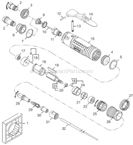 Page B Diagram and Parts List for 12L1010-36  Dotco Grinder