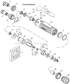 Page B Diagram and Parts List for 12L1101-36  Dotco Angle Grinder