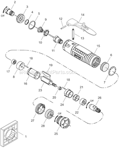 Page A Diagram and Parts List for 12L1200-36  Dotco Angle Grinder