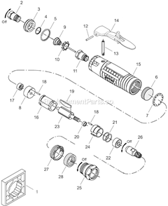 Page A Diagram and Parts List for 12L1201-32  Dotco Angle Grinder