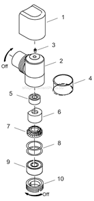 Page B Diagram and Parts List for 12L1201-36  Dotco Angle Grinder