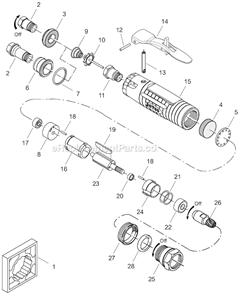 Page A Diagram and Parts List for 12L1280-36  Dotco Angle Grinder