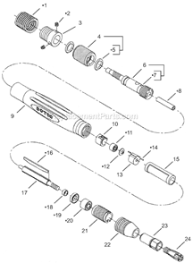 Page A Diagram and Parts List for 12R0410-18  Dotco Angle Grinder