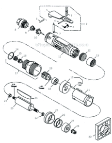 Throttle Housing, Governor And Motor Components Diagram and Parts List for 12S4218-01  Dotco Saw