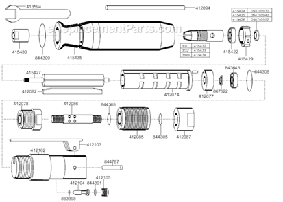 Page A Diagram and Parts List for 220GL-600-C2  Dotco Angle Grinder