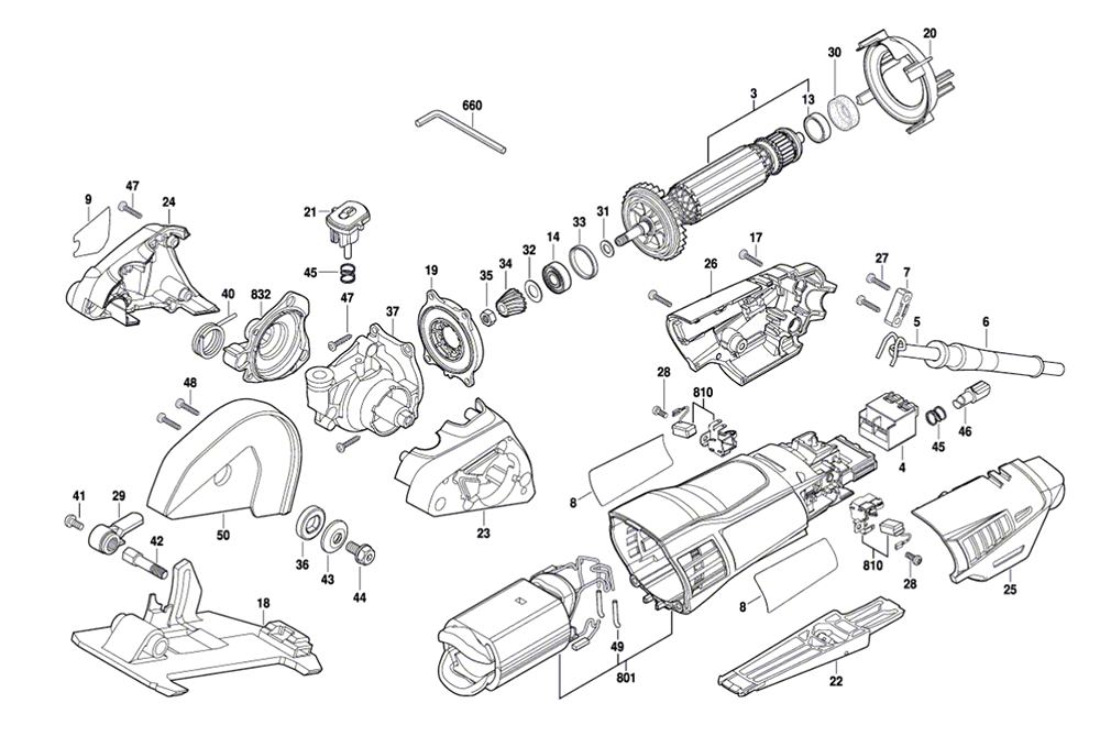 Fig-0 Diagram and Parts List for US40-02 F013US4000 Dremel Table Saw Accessories