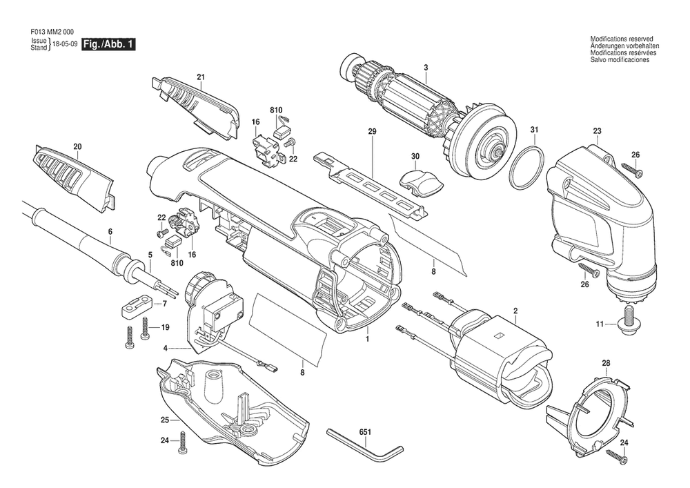 Section 1 Diagram and Parts List for MM20120V F 013 MM2 000 Dremel Multi-Tool