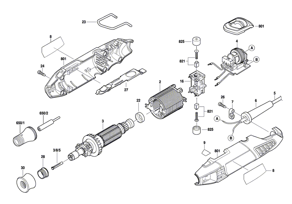 Fig-0 Diagram and Parts List for 4200-8-64 F013420000 Dremel Router