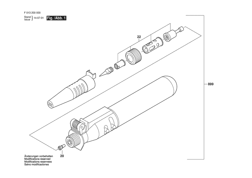 Section 1 Diagram and Parts List for 2000-01 F 013 200 000 Dremel Welder
