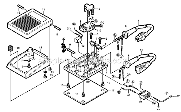 Page A Diagram and Parts List for 2615022132  Dremel Foot Switch