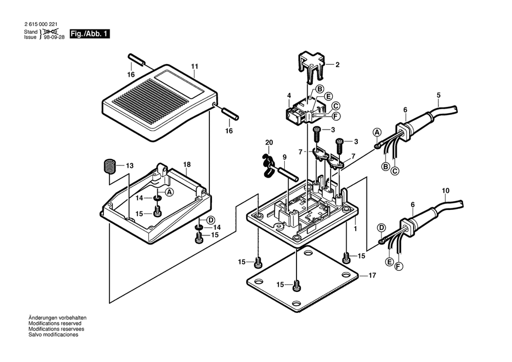 Section 1 Diagram and Parts List for FOOTSWITCH 2 615 000 221 Dremel Foot Switch
