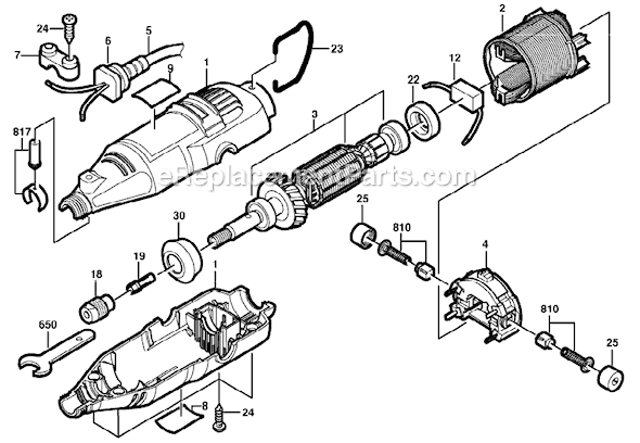Page A Diagram and Parts List for 285 F013028501 Dremel Multi-Tool
