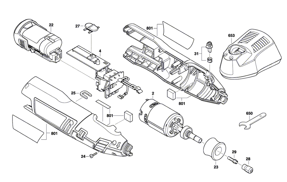 Fig-0 Diagram and Parts List for 8100-N-21 F013810000 Dremel Router