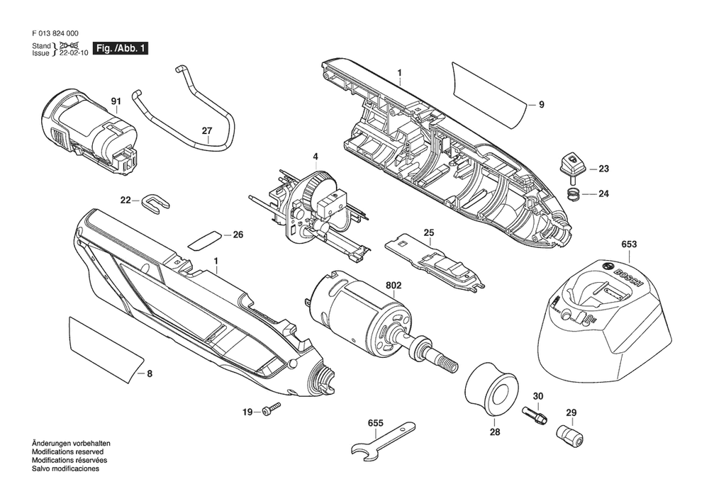 Section 1 Diagram and Parts List for 824012V F 013 824 077 Dremel Router