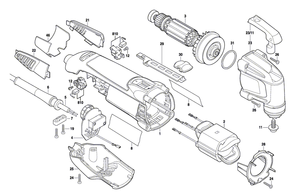 Fig-0 Diagram and Parts List for MM30-04 F013MM3000 Dremel Multi-Tool