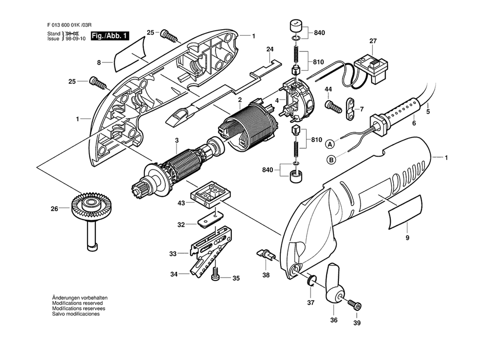 Section 1 Diagram and Parts List for 6000 F 013 600 066 Dremel Sander Grinder