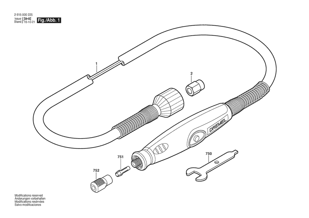 Section 1 Diagram and Parts List for 225 2 615 000 225 Dremel Miscellaneous