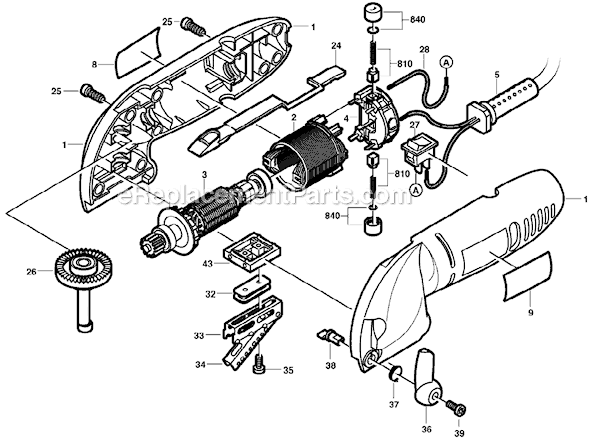 Page A Diagram and Parts List for 6000 F013600000 Dremel Angle Grinder