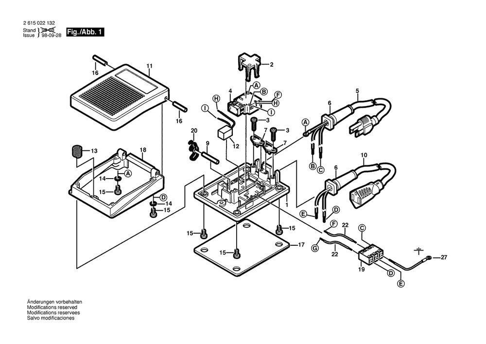 Section 1 Diagram and Parts List for 500022132 2 615 022 132 Dremel Foot Switch