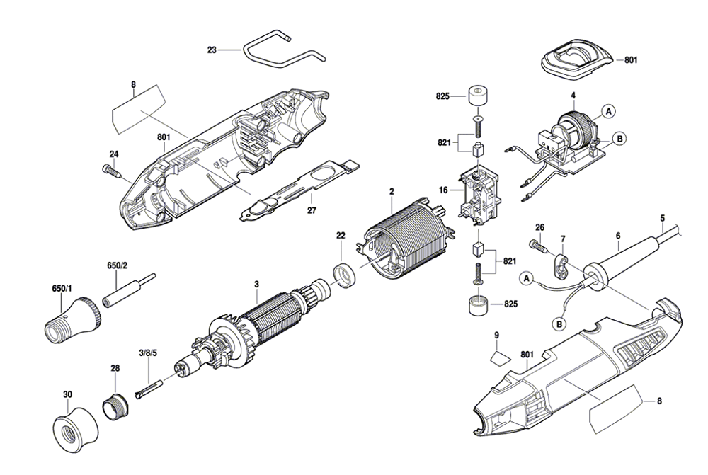Fig-0 Diagram and Parts List for 4200-4-36 F013420000 Dremel Router