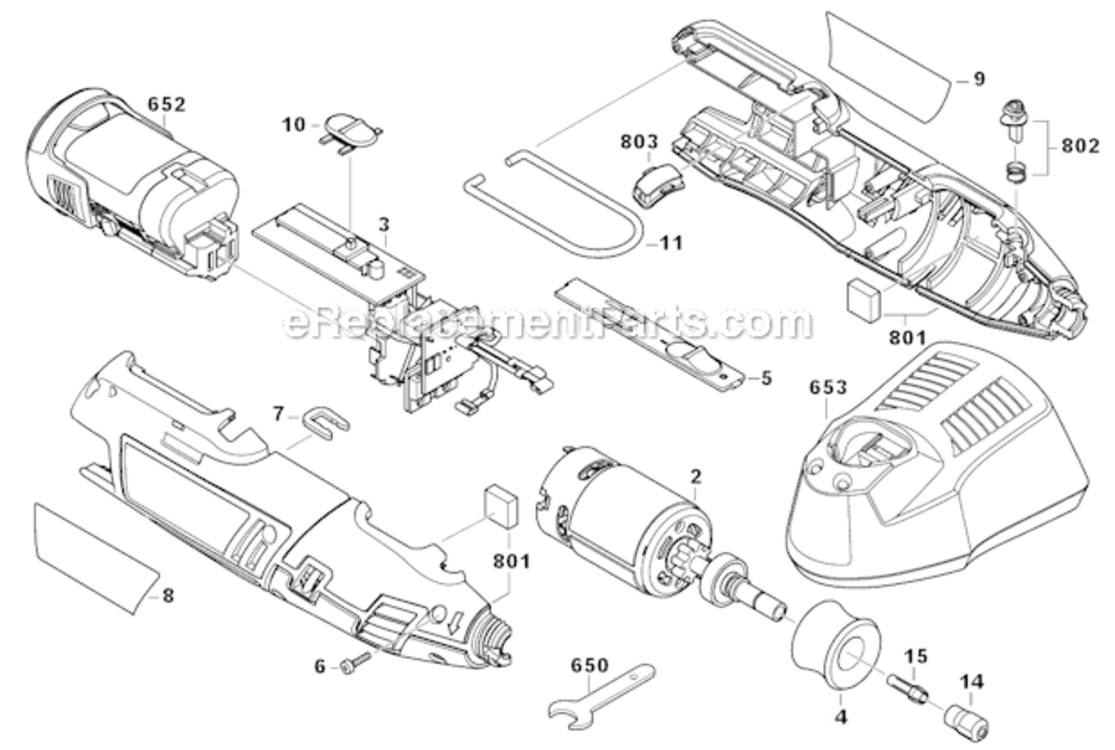 Page A Diagram and Parts List for 8220 F013820000 Dremel Multi-Tool