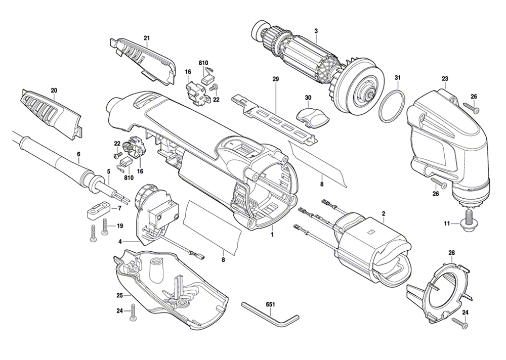 Fig-0 Diagram and Parts List for MM20-05 F013MM2000 Dremel Multi-Tool