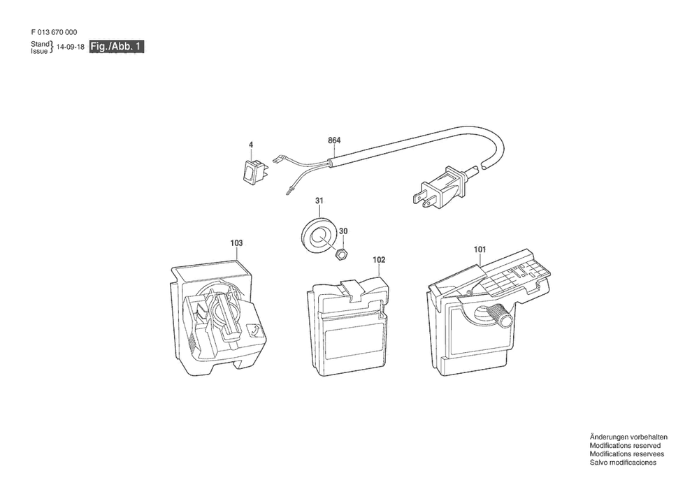 Section 1 Diagram and Parts List for 6700-01 F 013 670 000 Dremel Bench Grinder