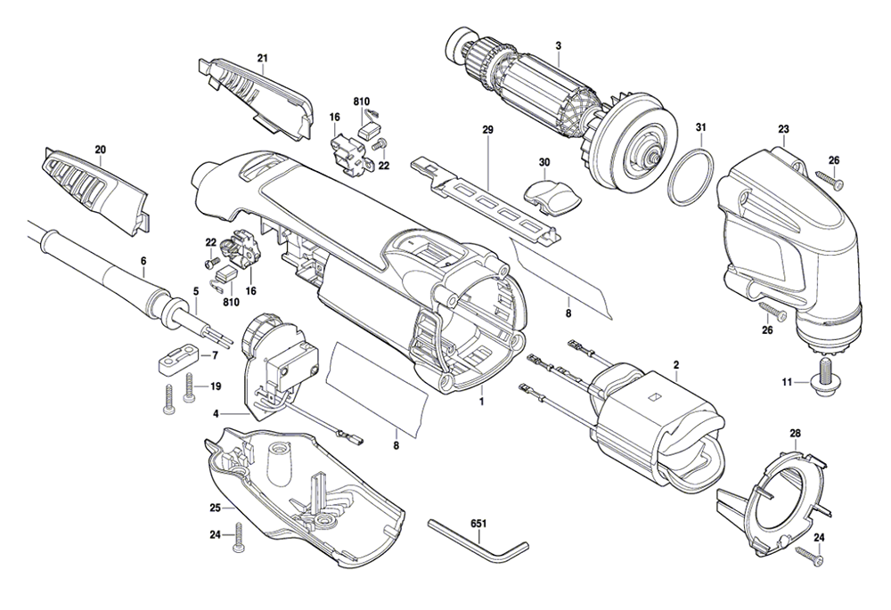 Fig-0 Diagram and Parts List for MM20-07 F013MM2000 Dremel Multi-Tool