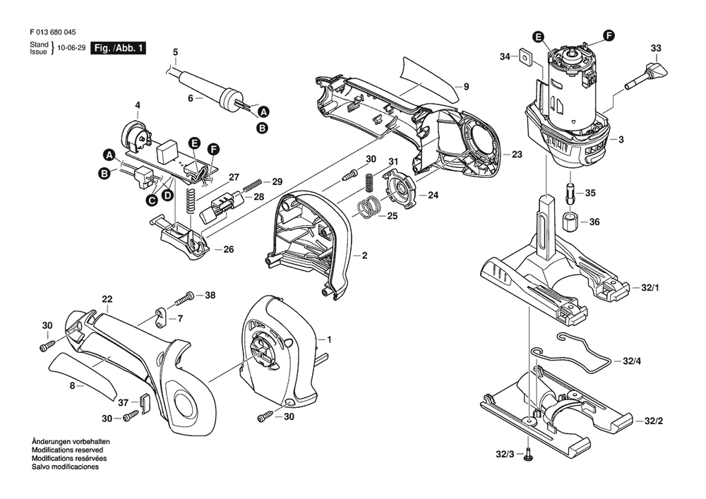 Section 1 Diagram and Parts List for 6800-01 F 013 680 055 Dremel Router