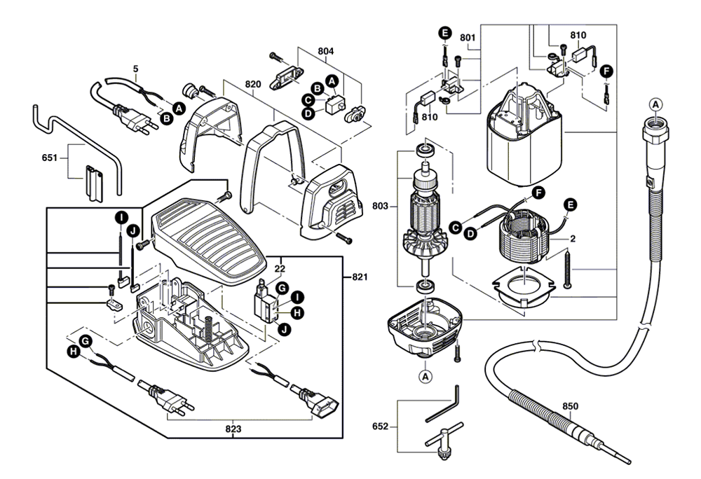 Fig-0 Diagram and Parts List for 9100-21 F013910000 Dremel Router