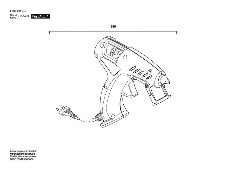 Section 1 Diagram and Parts List for 0920 F 013 092 045 Dremel Glue Gun