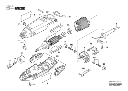 Section 1 Diagram and Parts List for 3000 F 013 300 079 Dremel Router