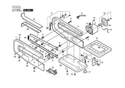 Section 1 Diagram and Parts List for 576 F 013 057 6GH Dremel Scroll Saw