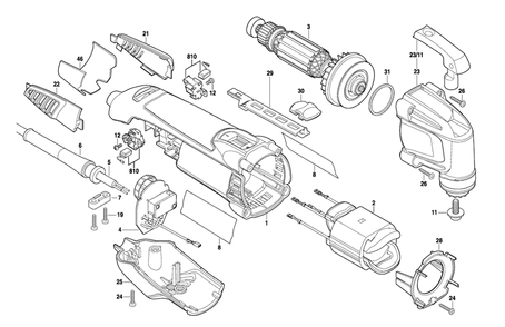 Fig-0 Diagram and Parts List for MM30-04 F013MM3000 Dremel Multi-Tool