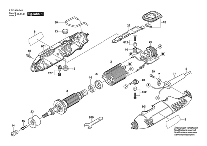 Section 1 Diagram and Parts List for 4000127V F 013 400 002 Dremel Router