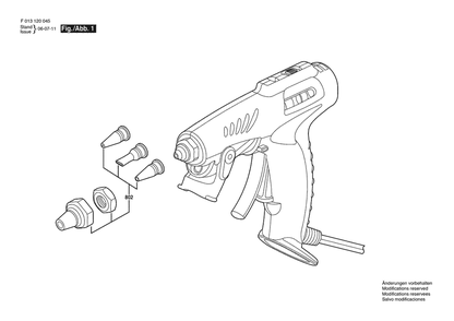 Section 1 Diagram and Parts List for 1200 F 013 120 051 Dremel Glue Gun