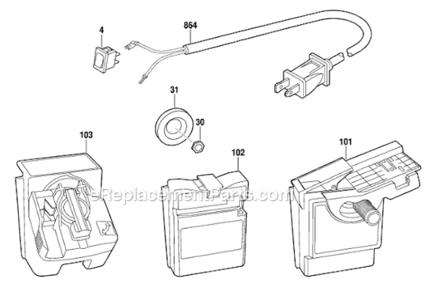 Part Location Diagram of 1619PA7447 Dremel Switch