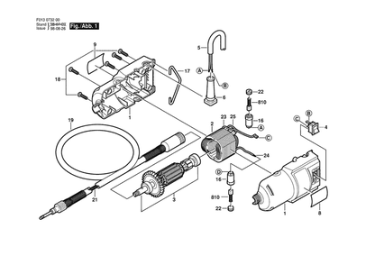 Section 1 Diagram and Parts List for 7360FLEXSHAFT F 013 736 032 Dremel Hammer Drill
