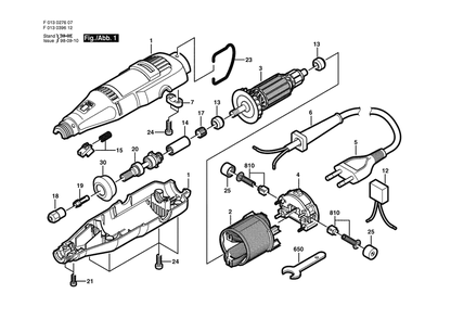 Section 1 Diagram and Parts List for 0396MTVS F 013 039 612 Dremel Router