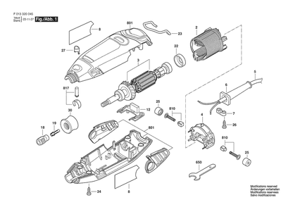 Section 1 Diagram and Parts List for 3200 F 013 320 046 Dremel Hammer Drill