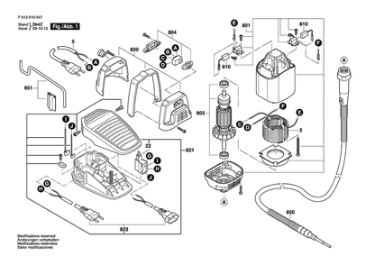 Section 1 Diagram and Parts List for 9100 F 013 910 047 Dremel Router