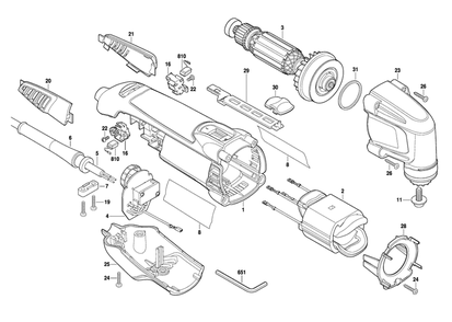 Fig-0 Diagram and Parts List for MM20-05 F013MM2000 Dremel Multi-Tool
