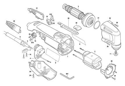 Fig-0 Diagram and Parts List for MM20-07 F013MM2000 Dremel Multi-Tool