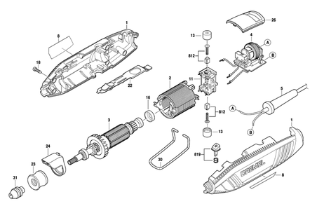 Fig-0 Diagram and Parts List for 4300-9-64 F013430000 Dremel Router