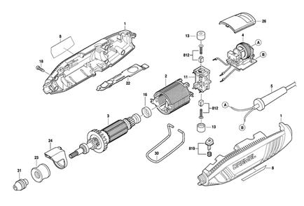 Fig-0 Diagram and Parts List for 4300-5-40 F013430000 Dremel Router