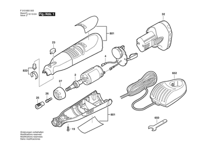 Section 1 Diagram and Parts List for 8000108V F 013 800 002 Dremel Router