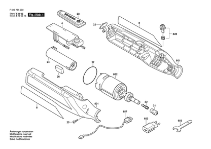 Section 1 Diagram and Parts List for 73504V F 013 735 000 Dremel Router